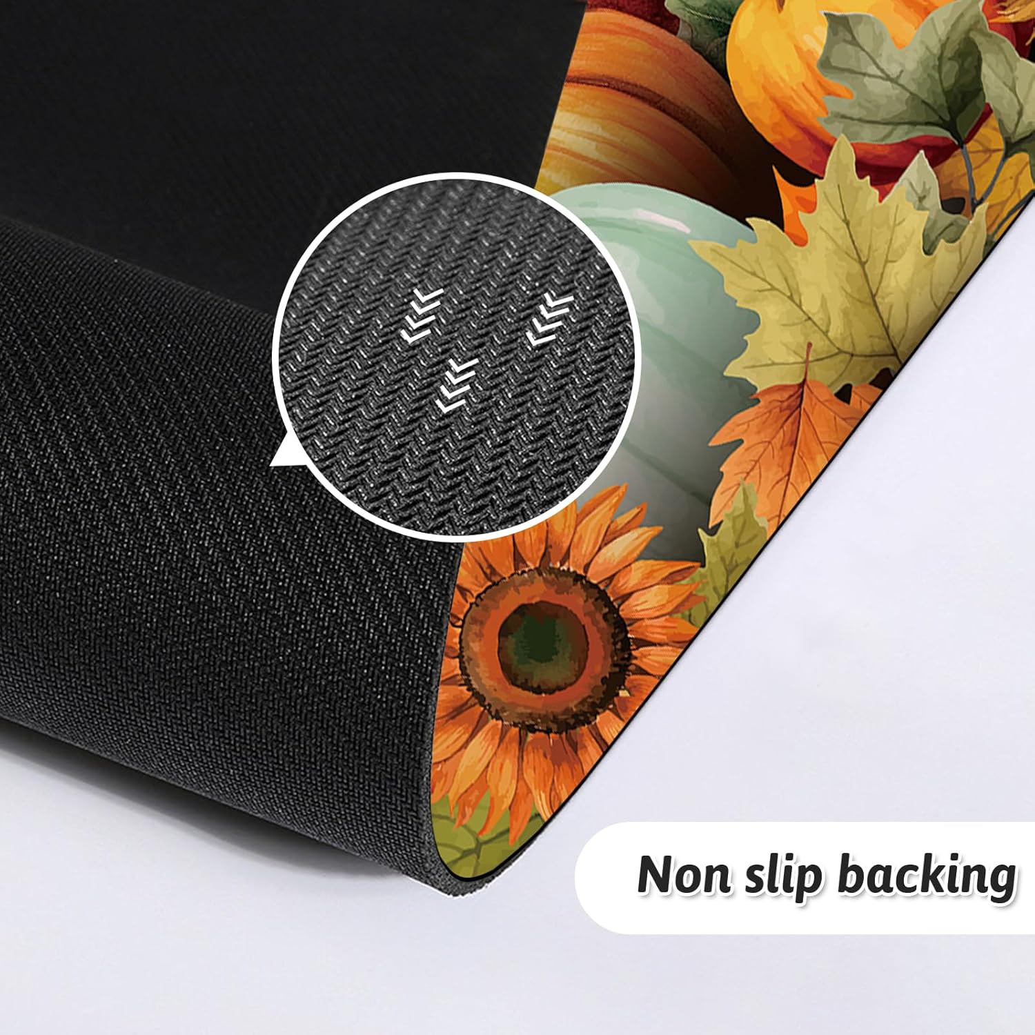 Fall Pumpkin Kitchen Mat Set Of 2 - Non-Slip Absorbent Rugs For Thanksgiving & Autumn Decor