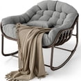 thumbnail image 1 of Garvee Outdoor Rocking Chair with Cushion, 36.6 x 33 x 25.2", Oversized Papasan Rocker, Dark Grey, 1 of 7