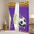 thumbnail image 3 of Feelyou Modern Soccer Sports Blackout Curtains Set of 2 (52x84 Each) for Kids, West Football Window Curtains, Purple Yellow Cartoon Theme Curtains and Drapes, Living Room Curtains Decor, 3 of 6