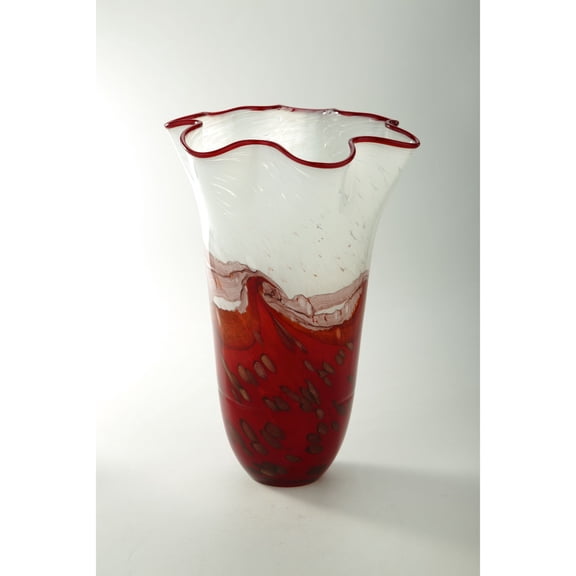 CC Home Furnishings Abstract Handblown Glass Flower Vase - 16" - Red