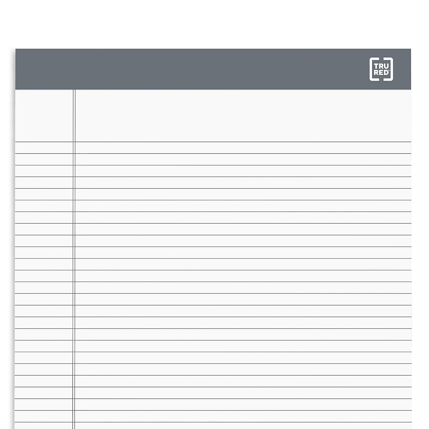 Staples TRU RED Notepads 8.5" x 11.75" Narrow Ruled White 50 Sheets/Pad 24/Carton TR59913/TR573VS