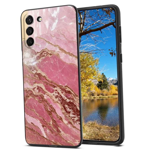 Pink-Marble Phone Case, Degined for Samsung Galaxy S22 Case Men Women, Flexible Silicone Shockproof Case for Samsung Galaxy S22