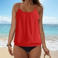 thumbnail image 5 of felwors Two Piece Tankini Swimsuits for Women Blouson Bathing Suits Modest Swimwear(Red, XXL), 5 of 7