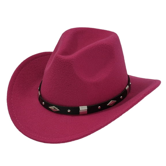 PMVFHDE Stylish Unisex Cowboy Hat With Metal For Concerts Outdoor Events And Party Wear Elegant Hot Pink