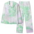 thumbnail image 1 of FAIWAD Gradient 2 Piece Pajama Set Long Sleeve Lapel Shirts and Wide Leg Pants Soft Sleepwear Pajama Set, 1 of 4