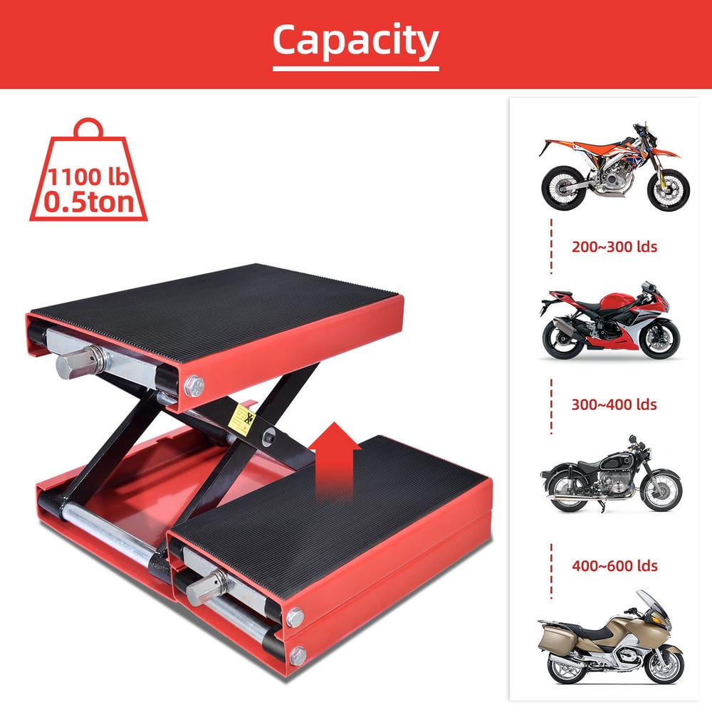 Adjustable Lift Jack Motorcycle Lift Stand Repairing Table for Adventure Touring Motorcycle Street Bike for Adventure Touring Motorcycle Street Bike Cruiser ATVs