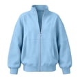 thumbnail image 4 of IUYRTFE Women's Zip Up Fleece Jacket Long Sleeve Casual Relaxed Fit Collarless Coat with Pockets for Fall and Winter, 4 of 6