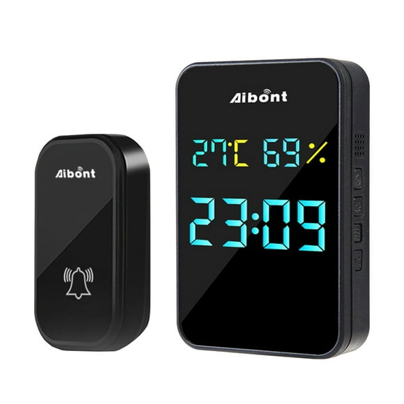 Nrmrq Clearance Items Self-Generating Doorbell Clock Hygrometer Room Temperature And Humidity Wireless Doorbell Elderly Pager Visual Doorbell Electronic Device