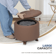 thumbnail image 5 of MoNiBloom Storage Ottoman with Padded Seat, Modern PU Leather Footrest, Round Seat Stool, Brown, 5 of 8