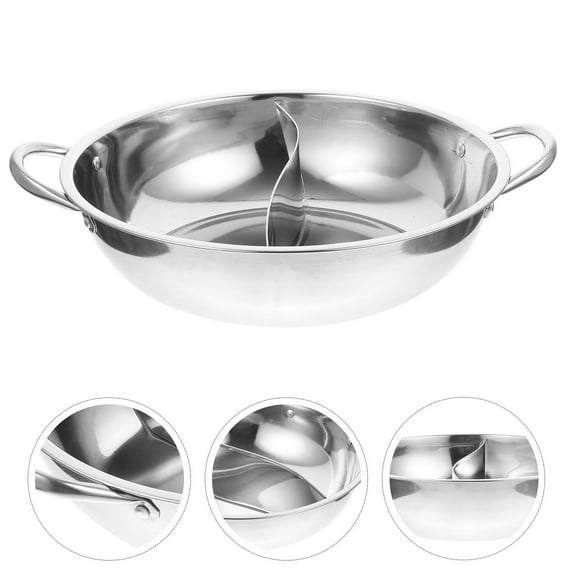 HONMEET Non-Stick Divided Hot Pot 304 Stainless Steel Dual Sided Electric Hot Pot for Home Kitchen
