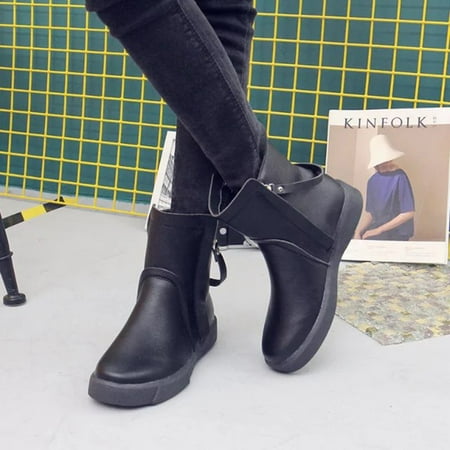 

Women Boots Ankle Boots Fashion Retro Platform Shoes Round Toe Zipper Shoes