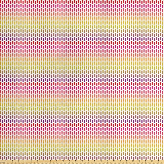 Abstract Sofa Upholstery Fabric by the Yard, Continuous Simplistic Gradient Colorful Lines Print, Decorative Fabric for DIY and Home Accents, Pink Multicolor by Ambesonne