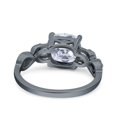 thumbnail image 3 of Black Tone, Simulated Cubic Zirconia Size-10 Art Deco Cushion Cut Wedding Engagement Bridal Ring 925 Sterling Silver, 3 of 7