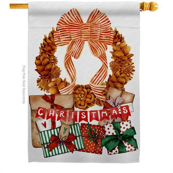 Ornament Collection H190015-BO 28 x 40 in. Pine Cone Wreath House Flag Wintertime Christmas Double-Sided Decorative Vertical Flags Decoration Banner Garden Yard Gift