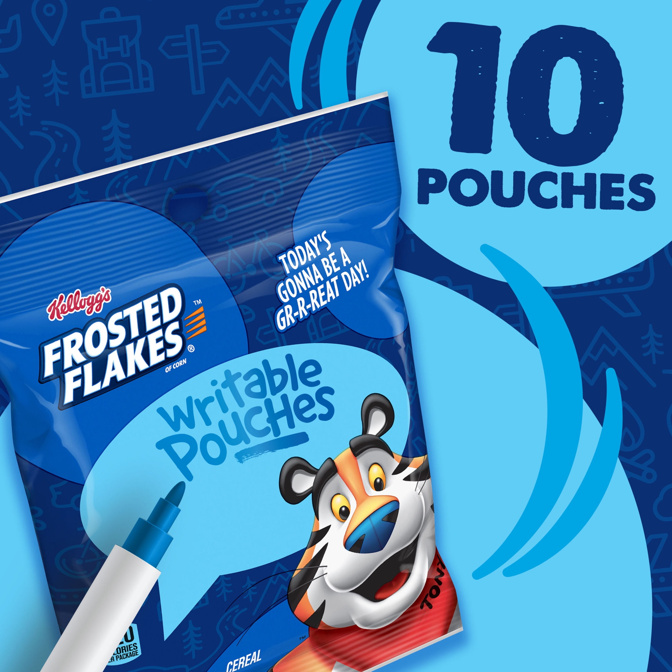 (4 pack) Kellogg's Frosted Flakes Go Packs Cereal, Kids Snacks, Lunch Snacks, Original, 12oz Box (10 Pouches)