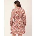 thumbnail image 5 of Moomaya Women Printed Cotton Dress Ruffled Collar Cuffed Sleeves Belted Mini Dress, 5 of 8