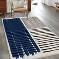 thumbnail image 2 of Area Rugs for Living Room Bedroom, Navy Blue Striped 4'x6' Rug Washable Carpet Runner Indoor Outdoor, Farmhouse Stripes Modern Abstract Art Non Slip Accent Floor Mats Rug for Kitchen, Office, 2 of 8