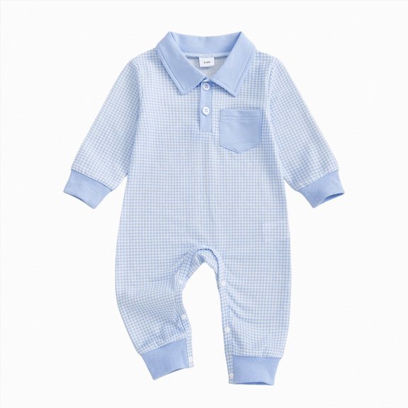 CAUYDY Baby Boys Romper Newborn Clothes Fall Winter Preemie Long Sleeve Bodysuit Infant Boy Pajamas Toddler Sleepwear 6 9 12 18 Months Blue for Sizes 12-18 Months