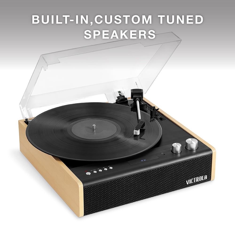 Victrola Eastwood 3-Speed Bluetooth Turntable with Built-in Speakers and Dust Cover | Upgraded Turntable Audio Sound | Black (VTA-72-BAM)