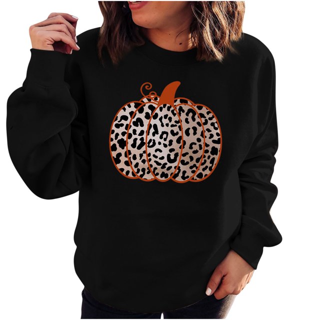 Suéter de especias de calabaza de Halloween de cuello redondo suelto de manga larga Vintage para mujer Pompotops gfhjh1669