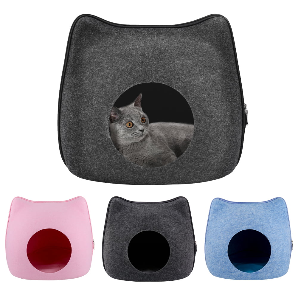 OFFICIAL LICENSED LUXURY CAT KITTEN PET  BED TENT IGLOO CAVE HOUSE THROW GREY 