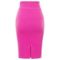 thumbnail image 3 of A2Y Women's Basic Solid Ponte Knee Length Slit Techno Span High Waist Pencil Skirt Neon Pink 3XL, 3 of 3
