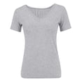thumbnail image 5 of Summer Tops for Women Regular Shoulder Slim Fit Versatile Solid Color V Neck Short Sleeve T Shirt, 5 of 5