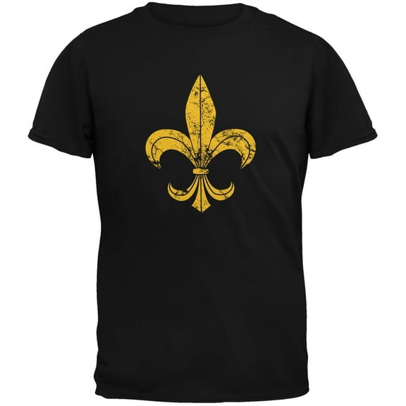 Distressed Fleur-de-lis Black Youth T-Shirt - Youth Large
