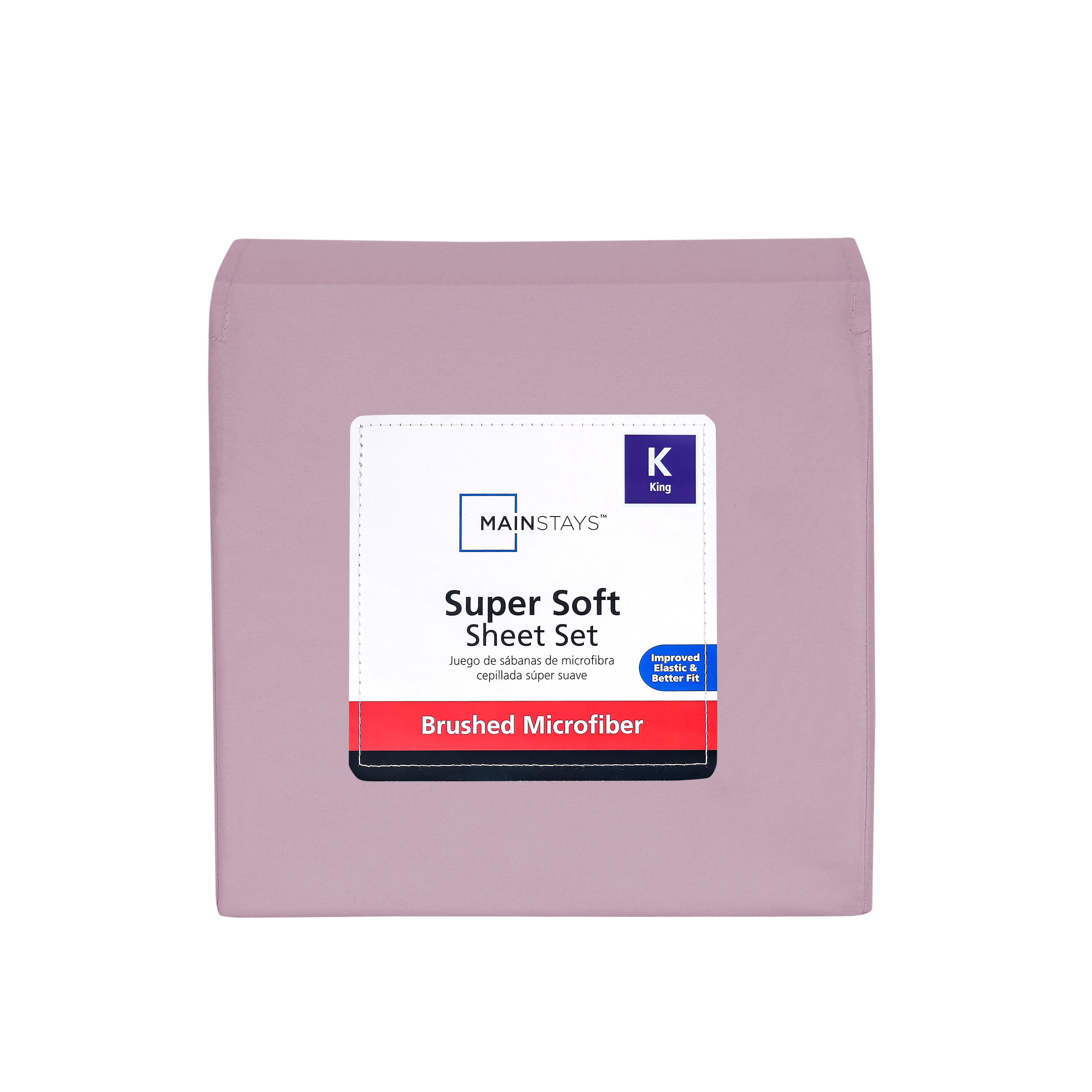 Mainstays Super Soft Brushed Microfiber Bed Sheet Set, Light Purple, King, 4 Piece