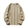 thumbnail image 2 of Momasggi Men's Big and Tall Fleece Sweatshirt Loose Cozy Long Sleeve Crewneck Sweatshirt Fashion Solid Color Pullover Tops Fall Winter Warm Sweatshirts Beige M, 2 of 8