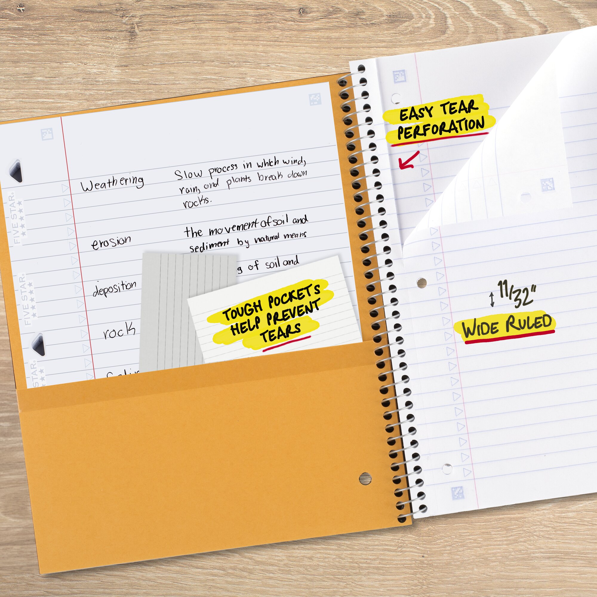 Cuaderno espiral Five Star + app de estudio, 1 materia, rayado ancho, 8" x 10.5", amatista 4