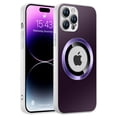 thumbnail image 1 of Frosted Magnetic Case for iPhone 12 Pro Max, Compatible with MagSafe Wireless Charging, Rugged Matte Logo Hollow Lens Protector Shockproof Cover for iPhone 12 Pro Max,Darkpurple, 1 of 8