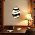 thumbnail image 4 of Canvas Wall Art Golden Ink Wash Style Abstract Black White Gold Waves Marble Texture Oval Framed Canvas Prints Vintage Wall Hanging Decor for Home Office Decorations 8.6"x11.4", 4 of 7