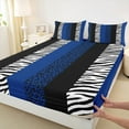 thumbnail image 3 of Feelyou Blue Leopard Print Twin Sheet Sets, Fashion Stripes Abstract Twin Fitted Sheet, Contemporary Style Flat Sheet, Super Cozy Room Decor, 3pcs, 3 of 7