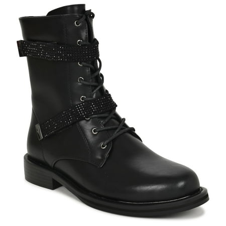 

Ninety Union Buffalo Combat Boot With Two Rhinestone Straps Black 7