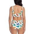 thumbnail image 3 of Kdxio Colorful Dinosaur Print Women's 2 Piece High Waisted Wrap Spaghetti Strap Summer Swimsuit Bikini Set-Medium, 3 of 7