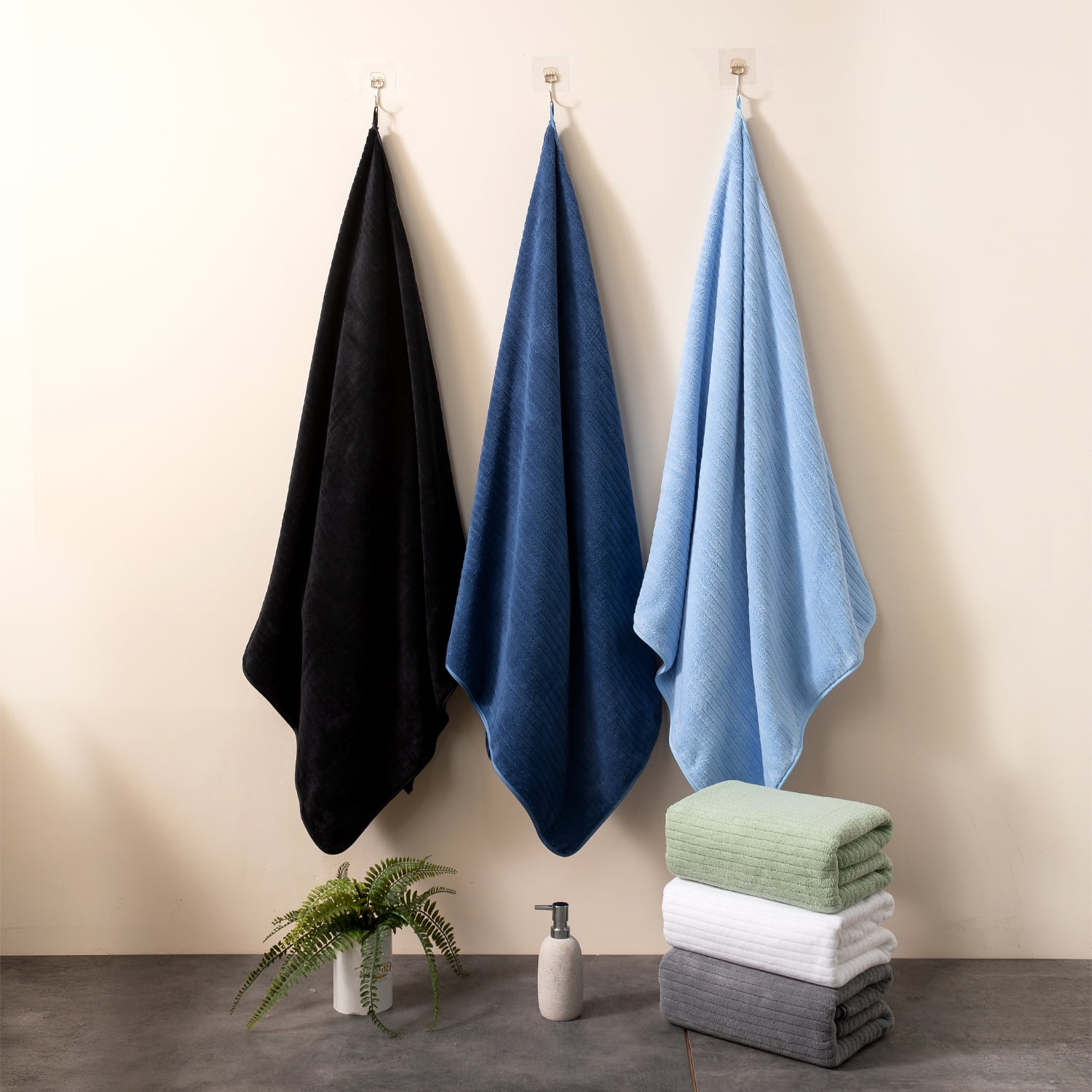 Covina Home 4 Pack Light Blue Bath Towel Set Microfiber Bathroom Towel Set Ultra Soft Plush Oversized Towels Adult Luxury Bath Sheet