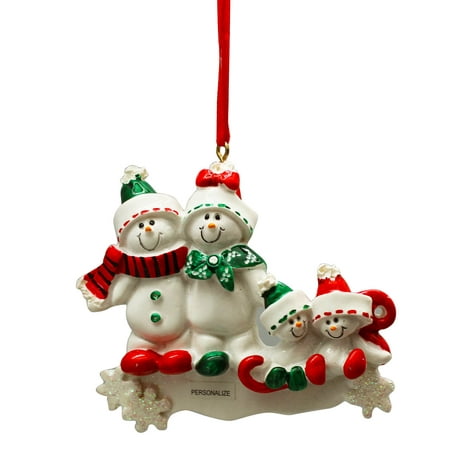 Childs Fifth Christmas Ornament - Snowman Couple and Two Children Christmas Ornament - By Ganz