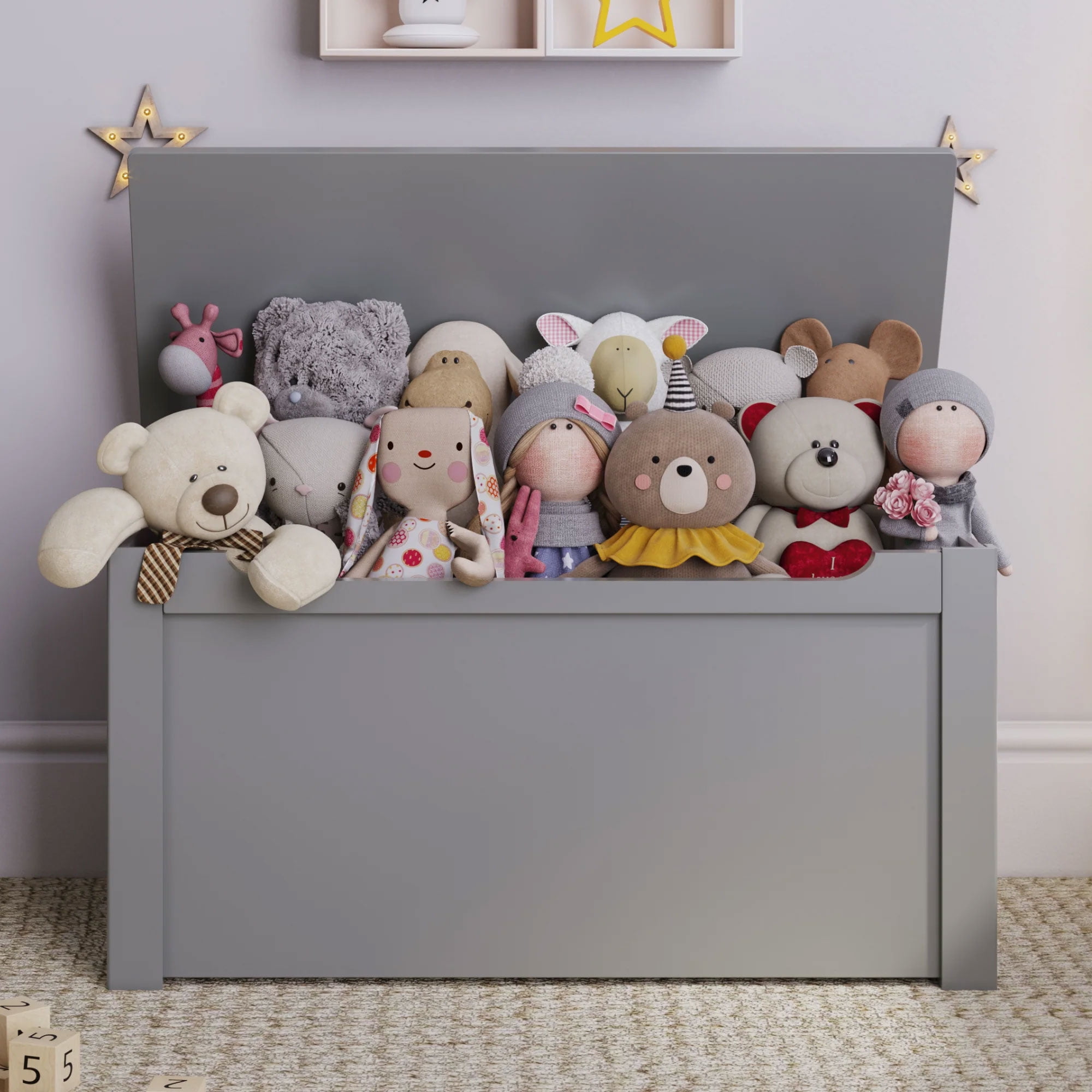 Sturdis Wooden Toy Box Spacious Storage for Home Organization, Gray