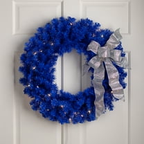 Northlight Pre-Lit Artificial Pine Christmas Wreath - 24" - Royal Blue - Clear Lights