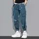 thumbnail image 2 of Pantalones cargo para hombre, pantalones apilados para hombre, negros, multibolsillos, estilo hip hop, multibolsillos, spandex, con estilo, holgados y de alta calidad, 2 of 4