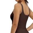 thumbnail image 5 of Sevevn Women's Contrast Trim Square Neck Crop Tank Top High Stretch Sleeveless Workout Cami Slim Fit Athletic Yoga Top, 5 of 5