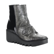FLY London Baan Leather & Patent Boot, 40, Black