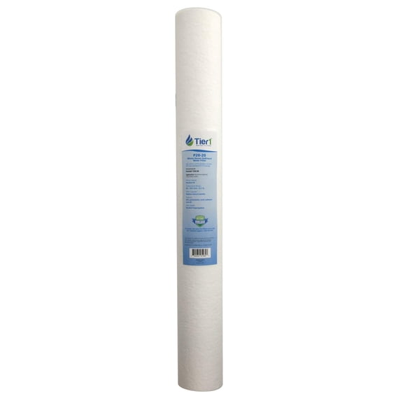Tier1 20 Micron 20 x 2.5 Water Filter | Spun Wound Polypropylene Whole House Sediment Water Filter Cartridge | Replacement for Pentek P20-20, Purtrex PX20-20 | 2.5 x 20 Whole House Pre-Filter