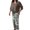 Gray, variant on Womens 2 Piece Outfits Dressy Casual Long Sleeve Collared Shirt and Wide Leg Trouser Pant Loose Sets with Prints (XL, Pink)