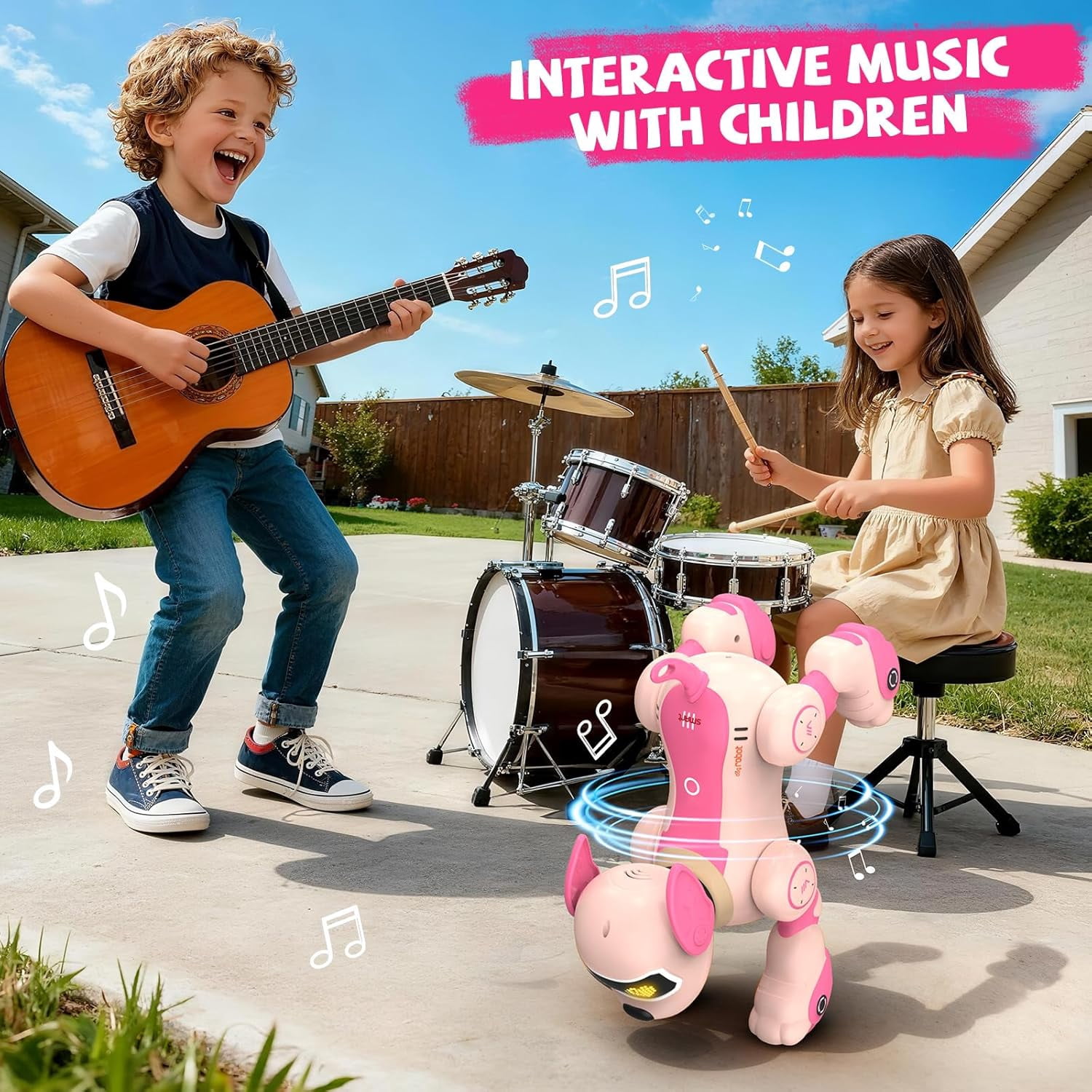 Robot Dog , RC Smart Programmable Robotic Puppy Interactive Touch Music Remote Control Follow Mode Fun Educational Learning Rechargeable Pink