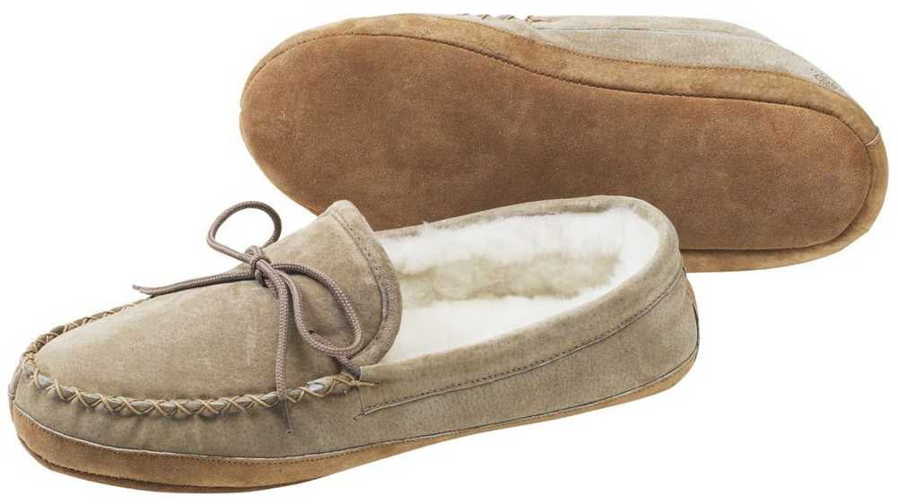 Extra Thick Sole Wool Lined Slippers Mens Hardsole Brown Lambswool Moccasins 