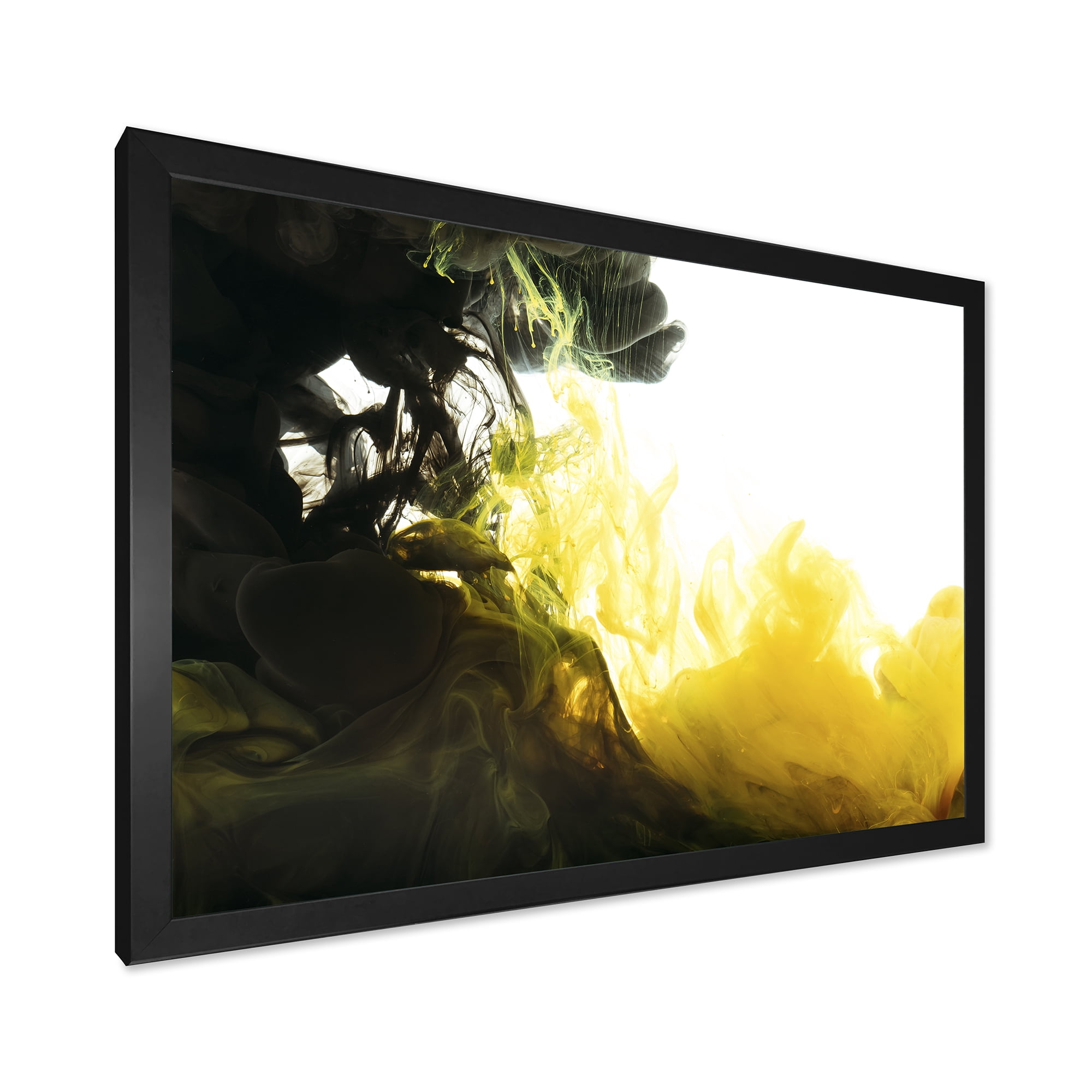 Designart 'Abstract Of Yellow Meeting Black' Modern Framed Art Print