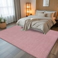 thumbnail image 5 of Nude Pink 8x10 Area Rugs, Farmhouse Burlap Solid Pink Color Modern Linen Texture Non-Skid Rubber Backing Large Rectangle Rugs - Living Room Bedroom Home Office, Indoor Floor Mat Carpets Washable Rug, 5 of 9