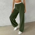 thumbnail image 4 of DPTALR Women's Solid Color Drawstring Furry Wide Leg Cuffed Warm Trousers,Green,Size L, 4 of 7